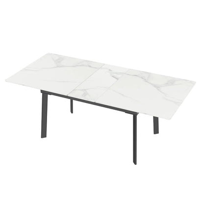 Extensible Dining Table Marble Top and Metal Frame Home Rectangular Kitchen Modern Furniture No Chairs
