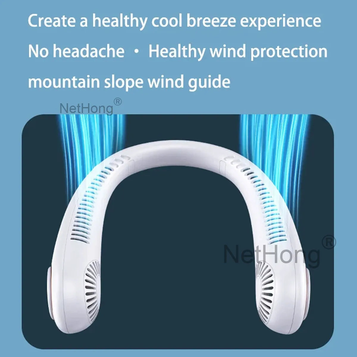 Digital Display Portable Neck Fan USB Rechargeable Wearable Travel Fans`