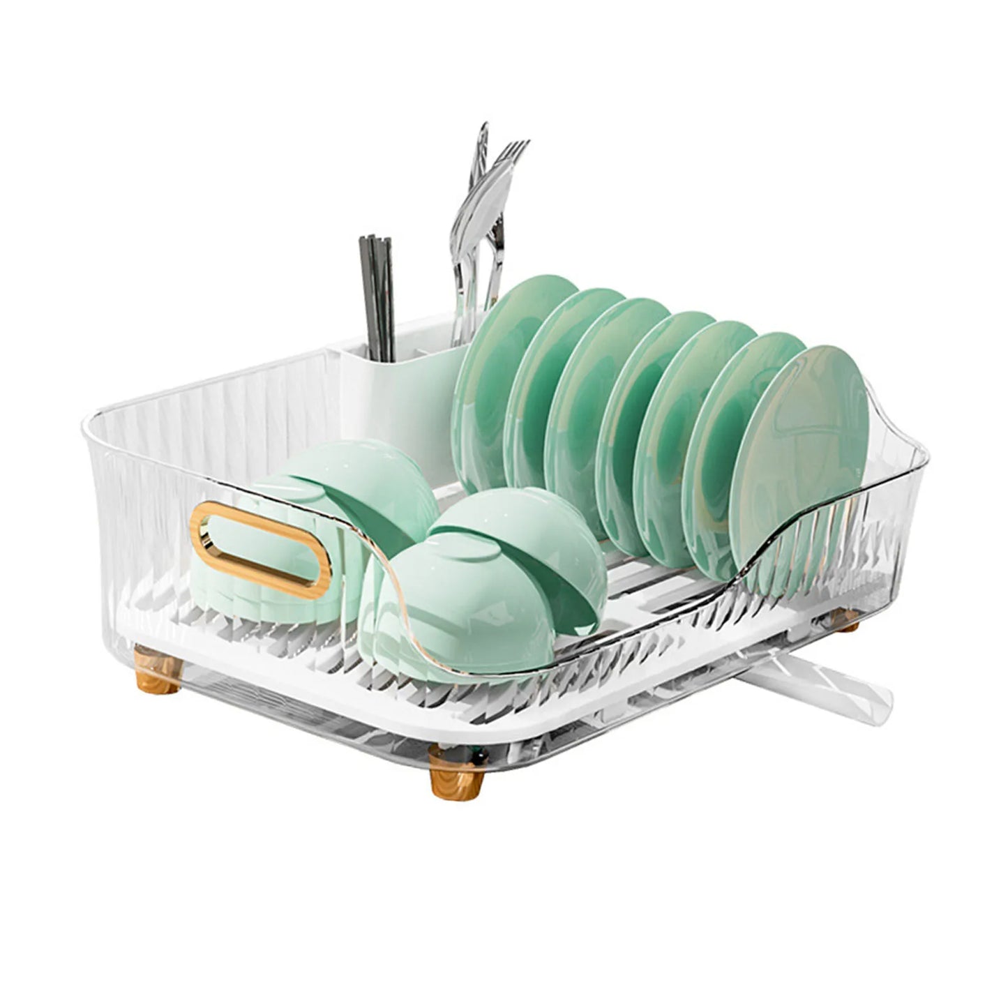 Dish Drying Rack Bowl Plate Storage Dish Drainer Rack with Drainboard for Kitchen Counter and Sink