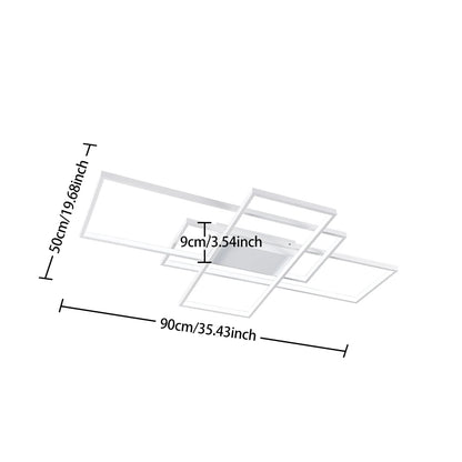 KOMORE Neutral Style Rectangular LED Semi Flush Ceiling Light,  White / Stepless Dimming for Office, Living Room, Bedroom