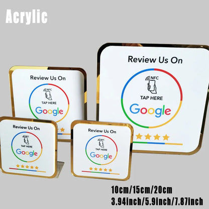 Customized Printing Google Review Sign NFC Scan code Acrylic Social Media Signs Google Review Plates with Stand
