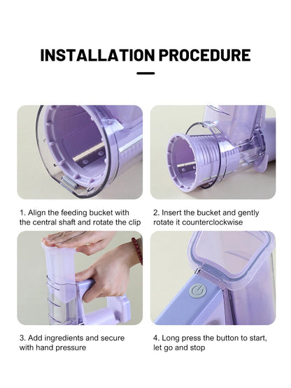 Electric Cheese Grater Portable Salad Maker With 3 Different Shapes of Blades 40W Electric Rotary Slicer Shredder ABS304
