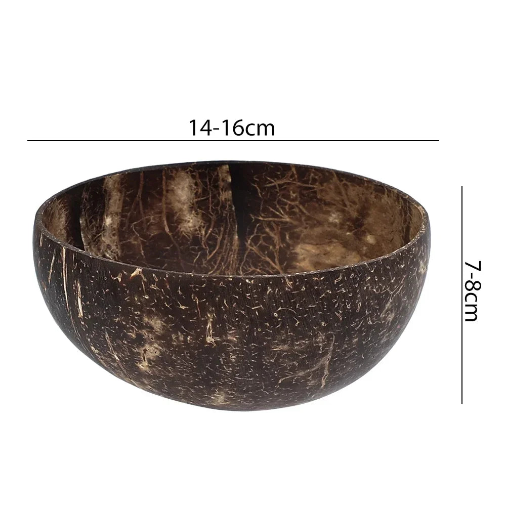 Natural Coconut Bowls And Wooden Spoon Sets Reusable Coconut Shell Bowls For Dessert Yogurt Fruit Salad Kitchen Tableware