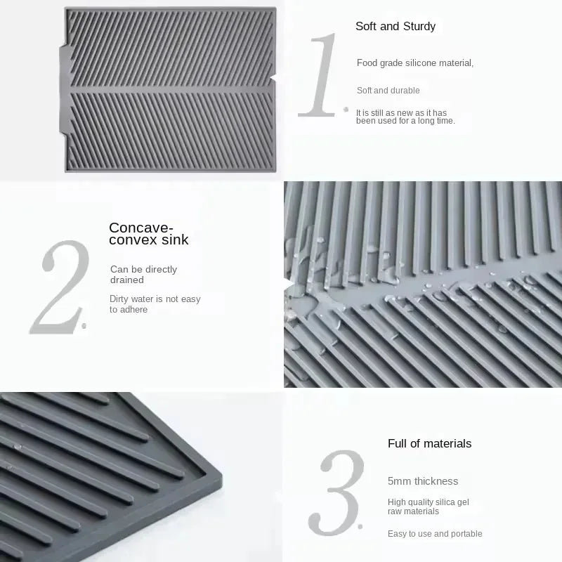 WCIC S/M/L Silicone Draining Board Mat Dish Drying Pad Folding Heat Resistant Rectangle Eco-Friendly Drainer for Kitchen Pot Cup