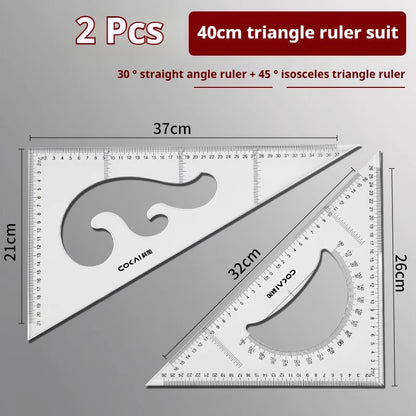 Multifunctional Triangular Ruler 18/22/27/32/37/42CM Hand-drawn Triangle Board Protractor Woodworking Interior Drawing Design
