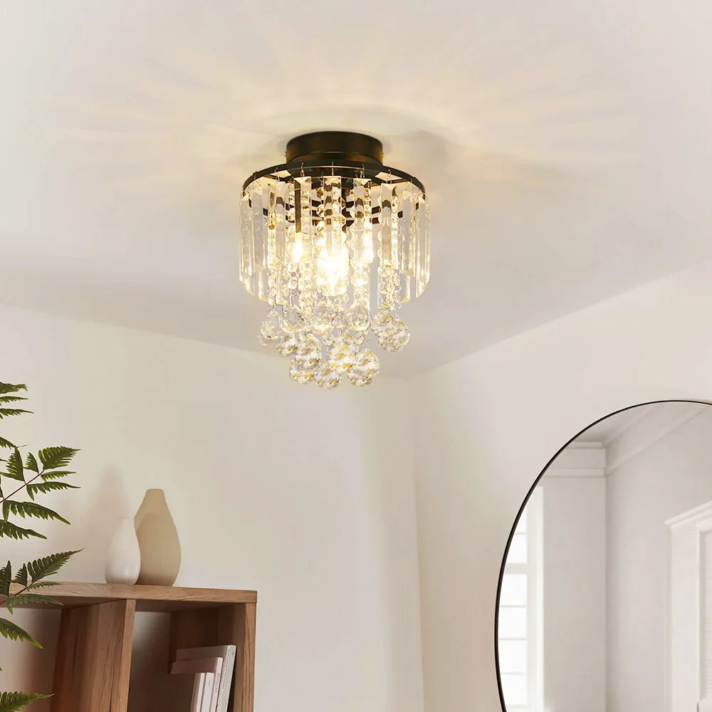 KOMORE Crystal Mount Ceiling Light 23cm /25cm / 30cm Dia for Living Room, Bedroom, Kitchen