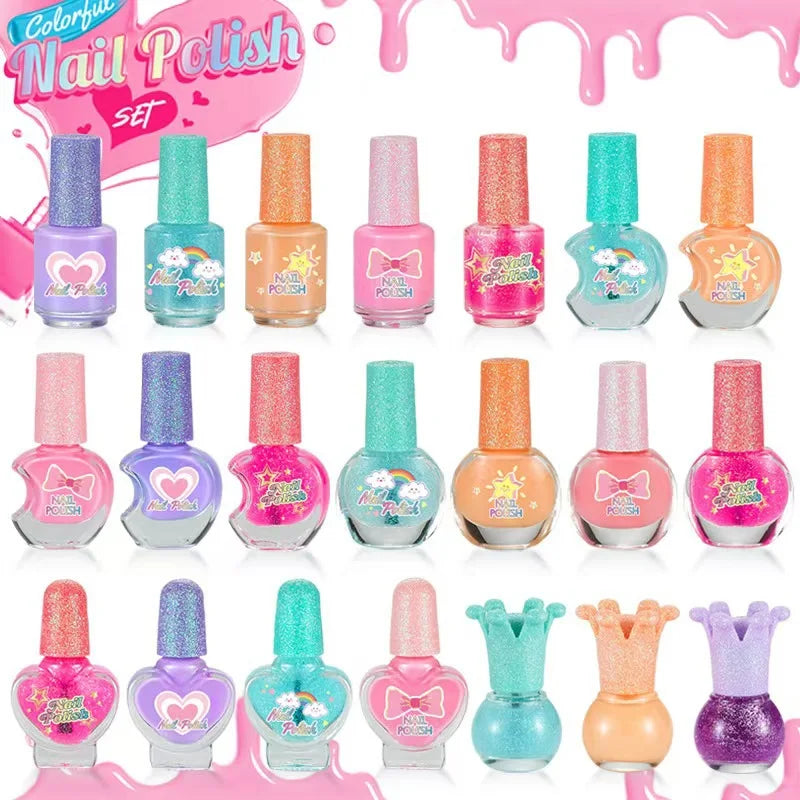 Children's Nail Polish Set 5 Color Safe Non-toxic Water-based Peelable  Girls Princess Dress Up Play House DIY Nail Art Toys