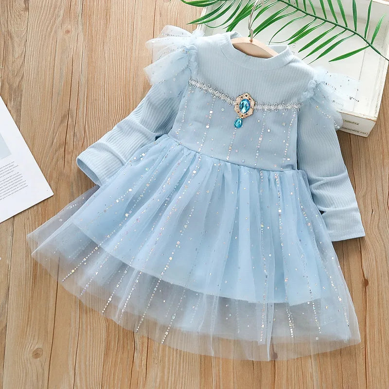 Girls Princess Dress Long Sleeve - Elegant Casual Dress for Kids 2-6 Years | Evening & Party Wear