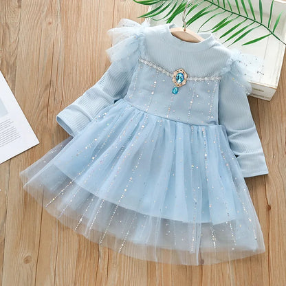 Girls Princess Dress Long Sleeve - Elegant Casual Dress for Kids 2-6 Years | Evening & Party Wear