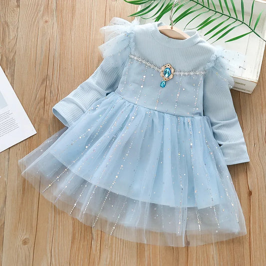 Girls Princess Dress Long Sleeve - Elegant Casual Dress for Kids 2-6 Years | Evening & Party Wear