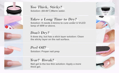 Saviland 100g Builder Nail Gel White Nude Pink Nail Extension Gel Multifunctional Nails Art Gel Polish Soak Off UV for Salon DIY