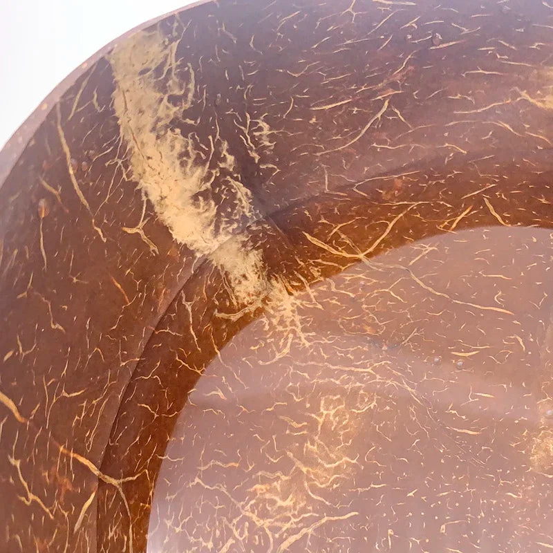 Natural Coconut Bowl Dinner Set for Women, Handmade Wooden Tableware, Wood Spoon, Dessert Fruit Salad, Mixing Rice Ramen Bowl, 1