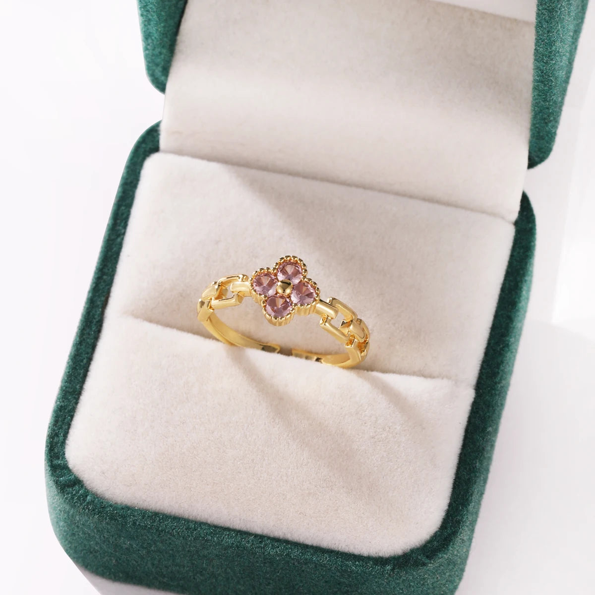 Pink Zircon Bow Heart Rings For Women Gold Plated 18K Plated Adjustable Heart Ring 2026 Trend Wedding Aesthetic Jewelry Gift