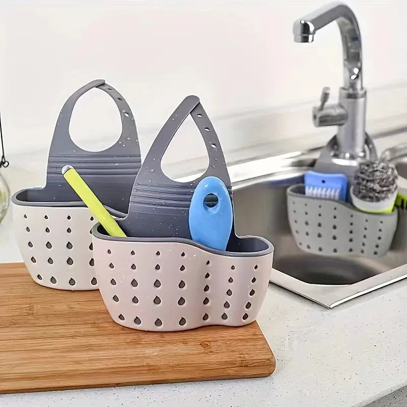 Kitchen Sink Storage Hanging Basket Plastic Dishwashing Sponge Hanging Bag Pool Drain Rack Storage Rack Faucet Drain Basket