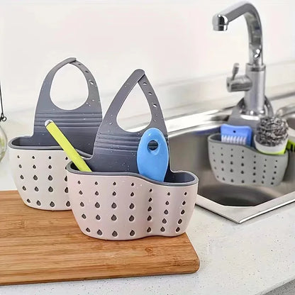 Kitchen Sink Storage Hanging Basket Plastic Dishwashing Sponge Hanging Bag Pool Drain Rack Storage Rack Faucet Drain Basket