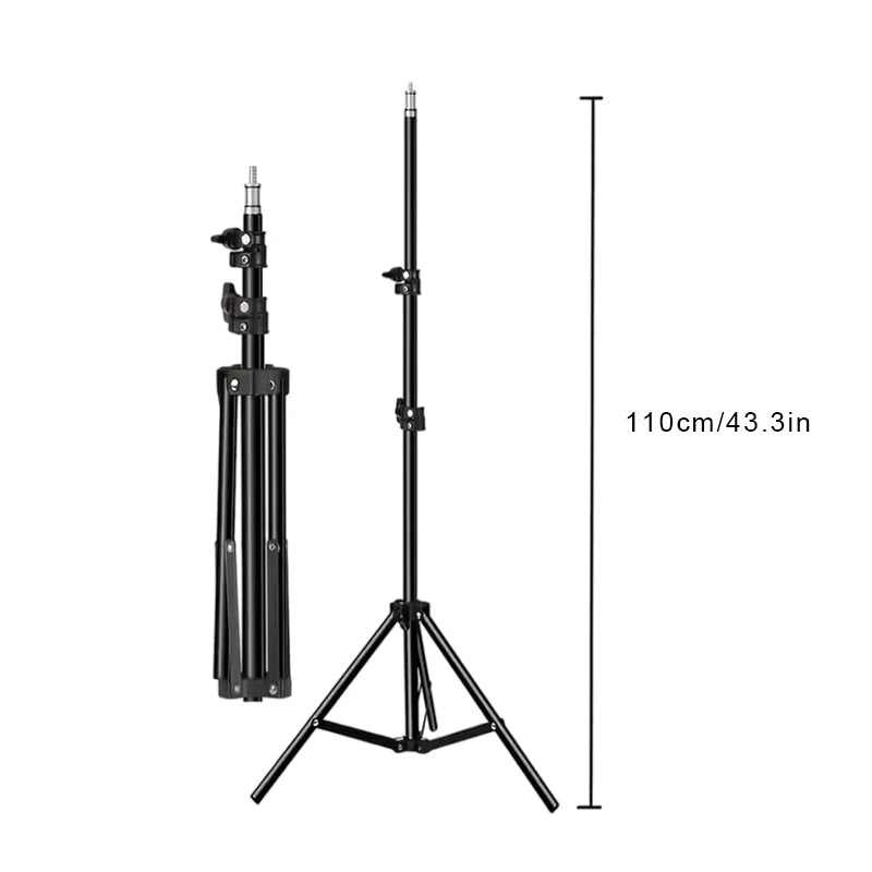 10-Inch LED Ring Light Foldable with 1.1m Tripod Stand +O-Clamp,3 adjustable lighting modes for Photography, Live Stream, Makeup