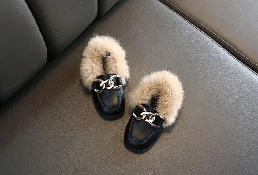 Kids Winter Slippers - Luxury Fur Lined Non-Slip Indoor Boots for Boys & Girls