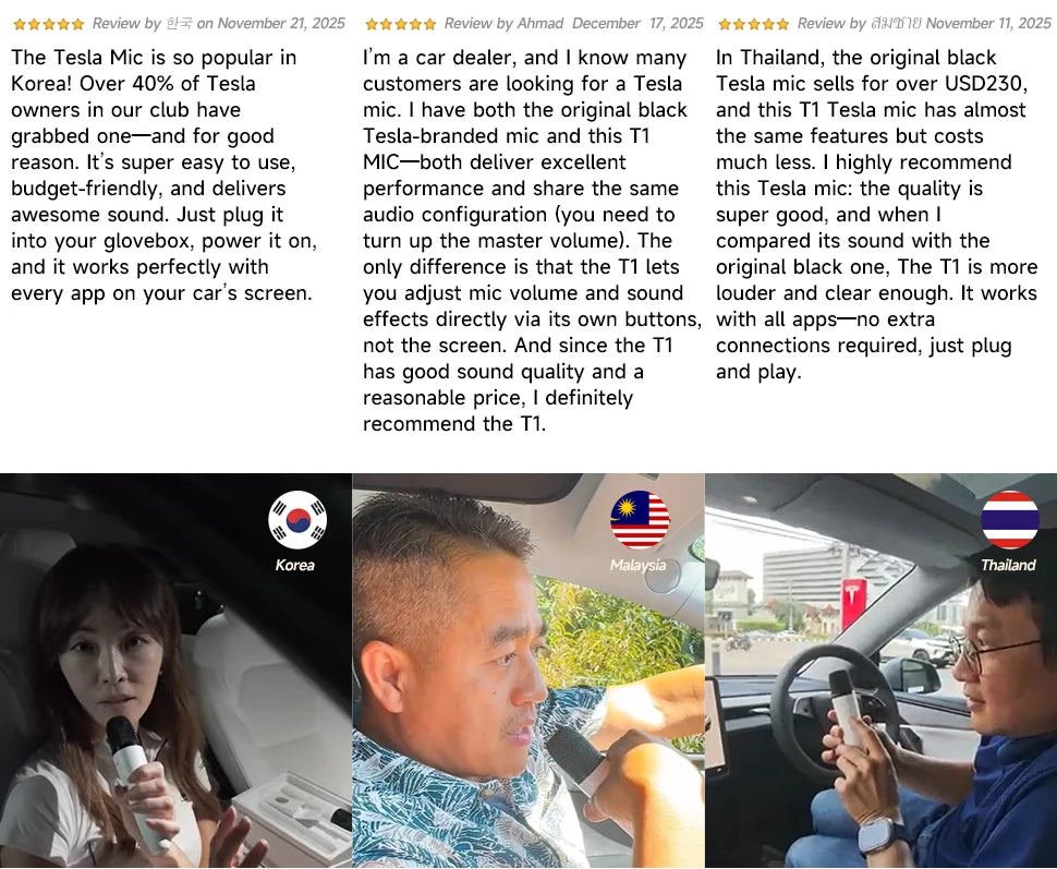 T1-테슬라 Car Karaoke Microphone, 테슬라 Rechargeable Caraoke Mic with USB-A & USB-C Receiver, Plug to Use，No Need Pair