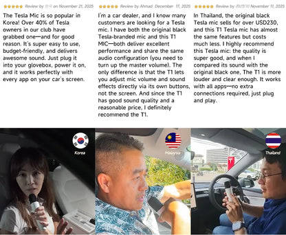 T1-테슬라 Car Karaoke Microphone, 테슬라 Rechargeable Caraoke Mic with USB-A & USB-C Receiver, Plug to Use，No Need Pair
