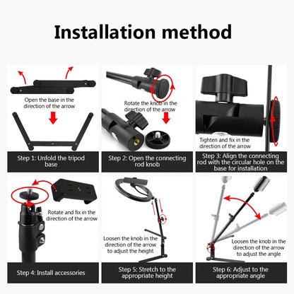 Photography Phone Ringlight Tripod Dimmable LED Ring Light With Phone Holder Selfie Fill Ring Light Lamp Video Youtube Live Cook