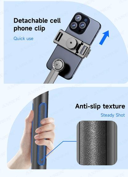 F15 Selfie Stick Tripod with Bluetooth Remote, 6-Section Extendable Pole, 360° Rotation, Fill Light Option, for Phone Vlog