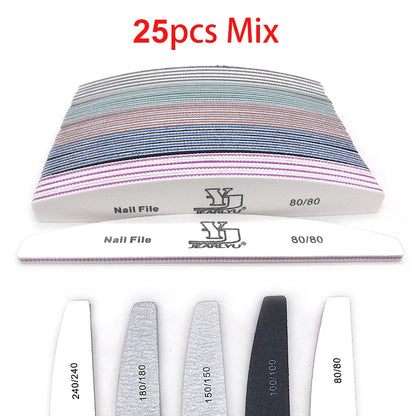 5/25Pcs/Lot Nail File Mix Color 80/100/150/180/240 Grit Professional Sandpaper Cuticle Remover Buffer Files Manicure Tool Set