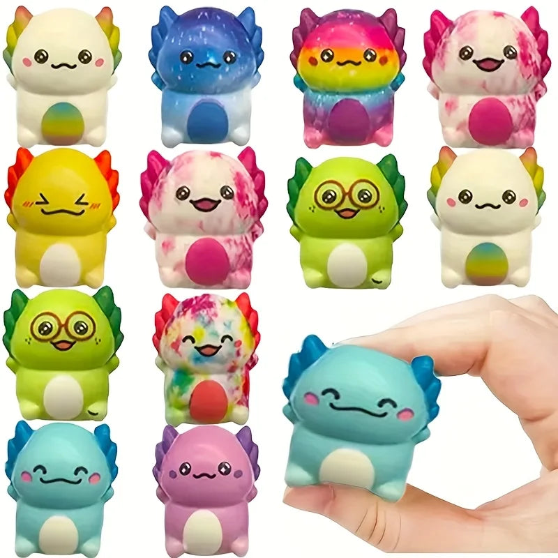12/24PCS Kids Adult Mini Kawaii Newt Cute Stress Relief Squeeze Toys Random Slow Rising Toy Carnival Goodie Party Send Gift