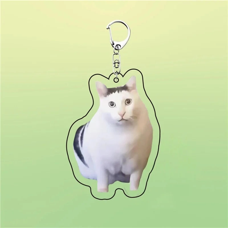 Huh Cat Keychain Meme Keychain  Fanny Cat Keyring Talking Cats Confused Cat Pandant Cute Gift