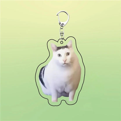 Huh Cat Keychain Meme Keychain  Fanny Cat Keyring Talking Cats Confused Cat Pandant Cute Gift