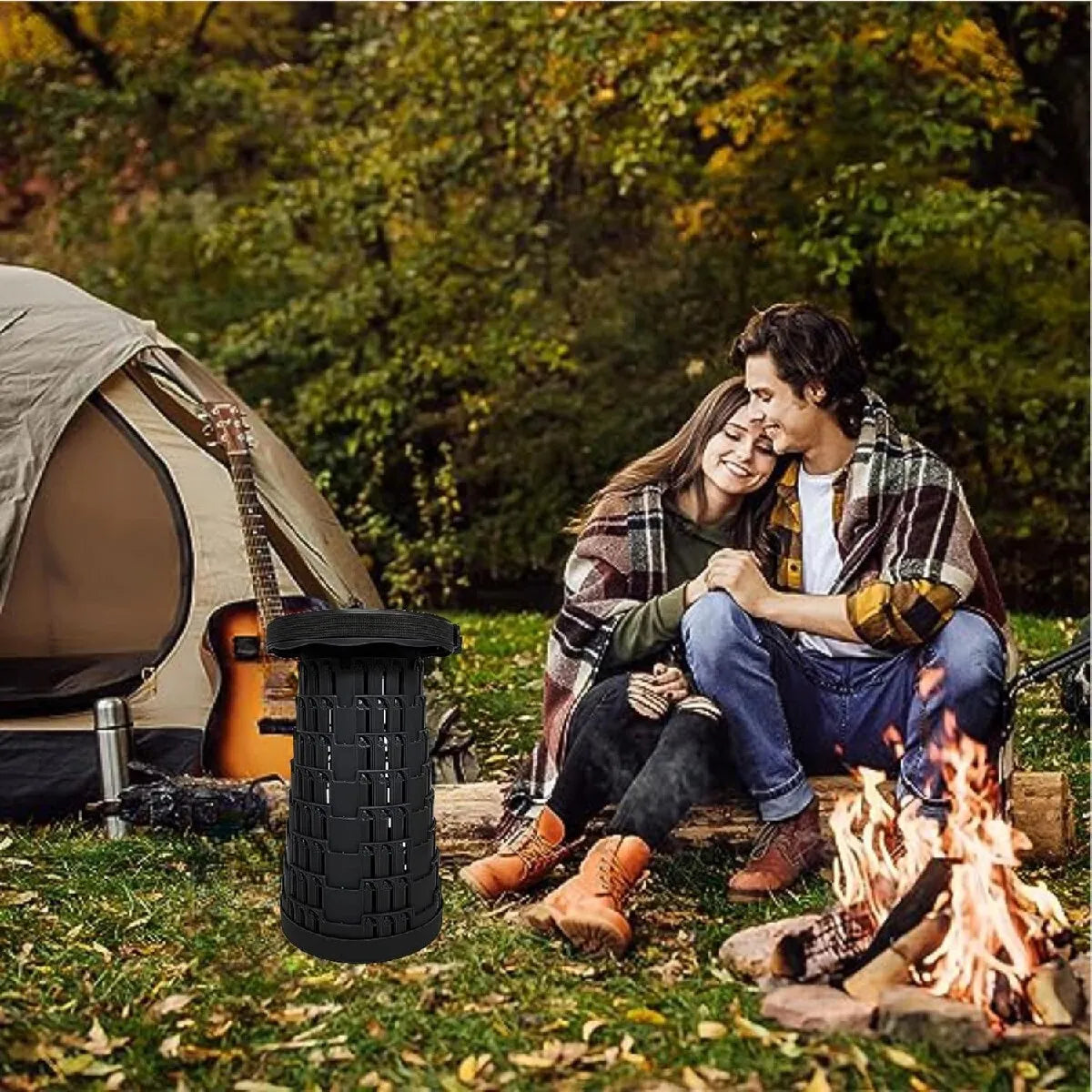 Portable Outdoor Folding Stool, Adjustable Telescoping Seat For Camping Stools