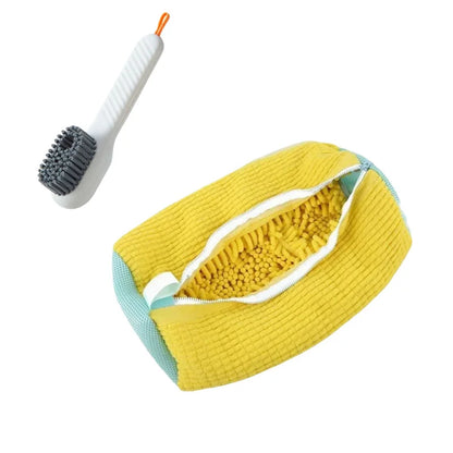 Shoe Washing Machine Bag with Liquid Shoe Brush Set Durable Laundry Shoe Bag and Soft Bristle Clean Brush for All Shoes