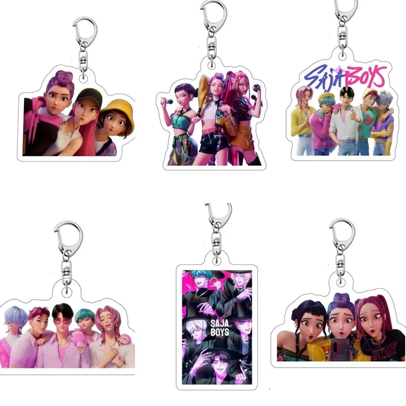 Kpop Demon Hunter Birthday Keychains Kpop Demon Hunter Party Favors Keyring Huntrix Fans Concert Hanging Pendant Party Supplies