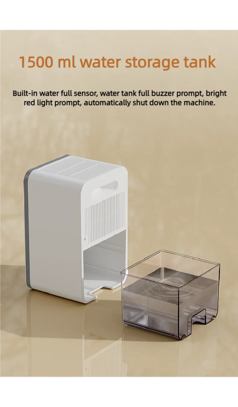 Intelligent timing air dehumidifier 1.5L, air dryer for home bedroom office kitchen deodorization and defrosting EU/US plug