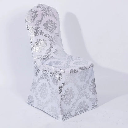 Dining Chair Covers Bronzing Gold Silver Flower Print Removable Washable Spandex Stretch Decorative Chair Slipcovers Wedding