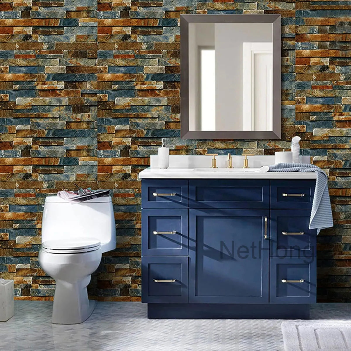 6M 3D Rust masonry pattern Effect Wallpaper Vinyl Self Adhesive Wall Stickers