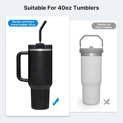 Stainless Steel Straw with Silicone Tip for Stanley Cup 2Pcs Replacement Straws for Stanley 40oz/30oz Tumbler 1Pcs Straw Brush