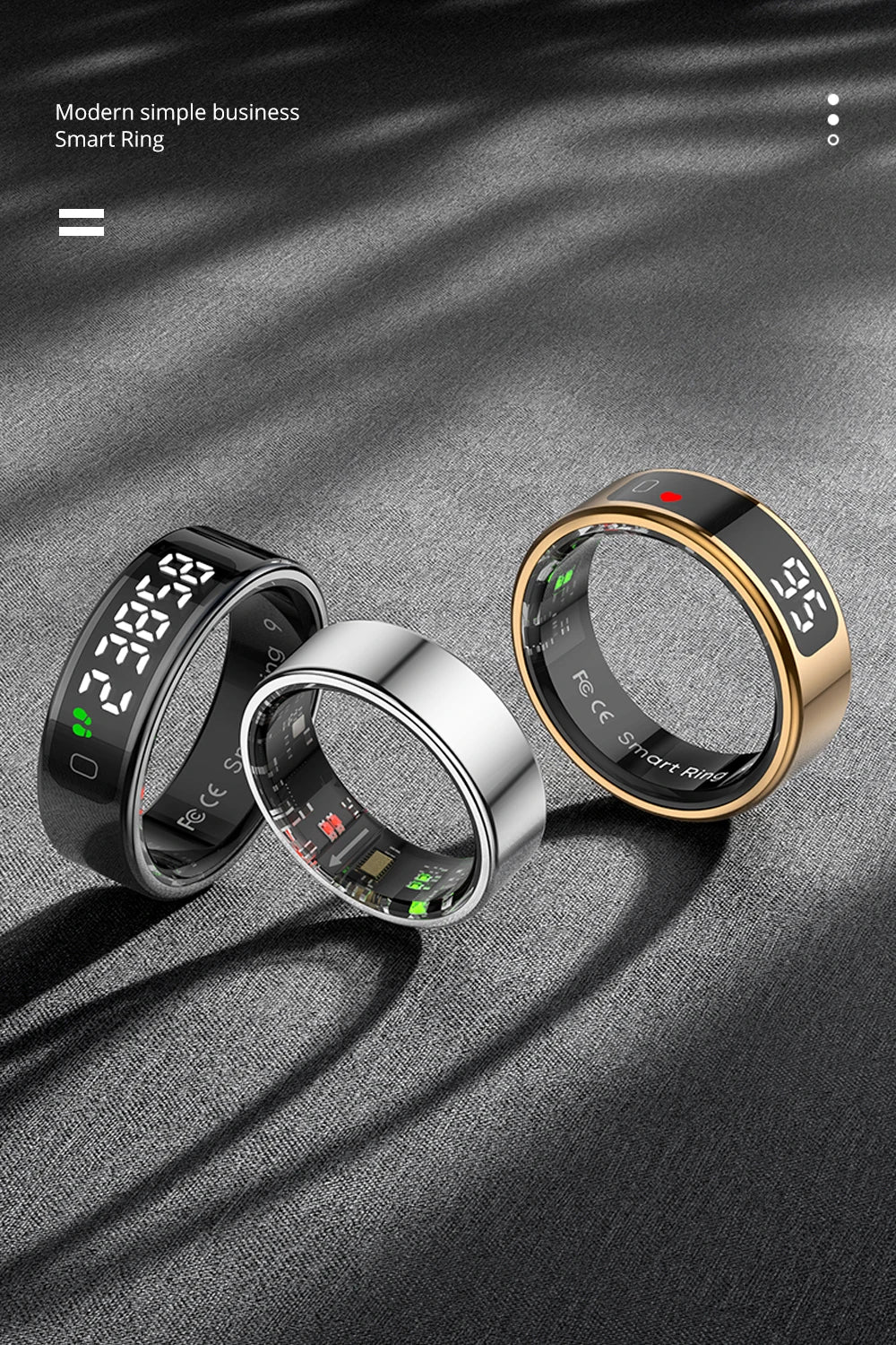 New COLMI R12 Smart Ring, Wireless Charging, Display and Touch, Health Manager, Multi Sports Modes For Men Women, Gold, Silver