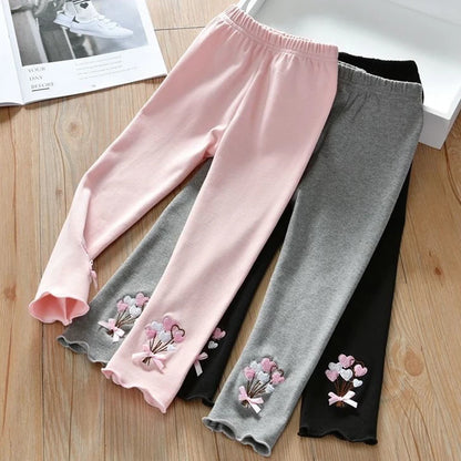 Girls 1-7 Years Old Comfortable Leggings At Home Wear Children'S Spring And Autumn Outdoor Embroidered Kids Daily Casual Pants