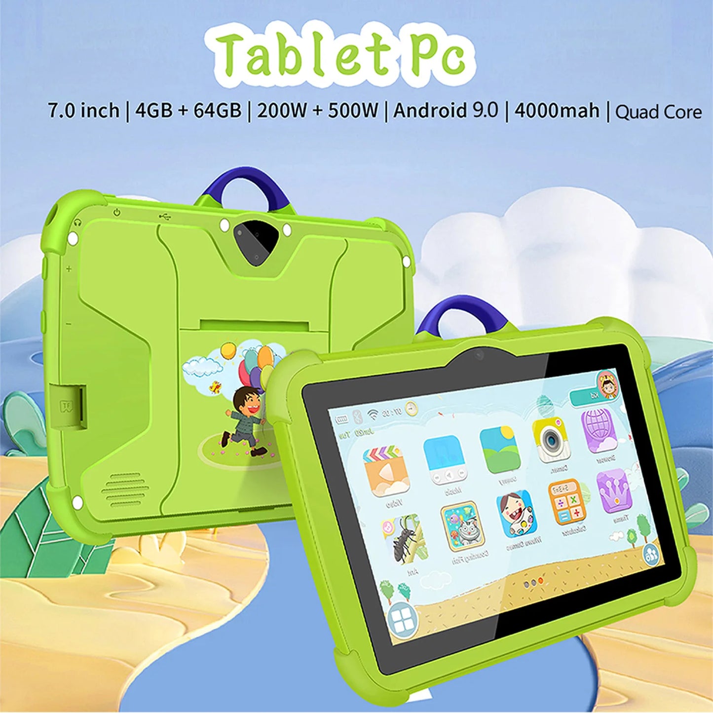 2024 New 5G WiFi 7 Inch Google Tablet For Children Learning Education Kids Tablets Quad Core 4GB RAM 64GB ROM Dual BOW Cameras