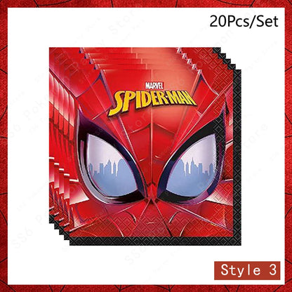 Spiderman Birthday Party Decorations Disposable Tableware Plate Cup Napkins Bags Spidey Party Birthday Decoration Supplies Set