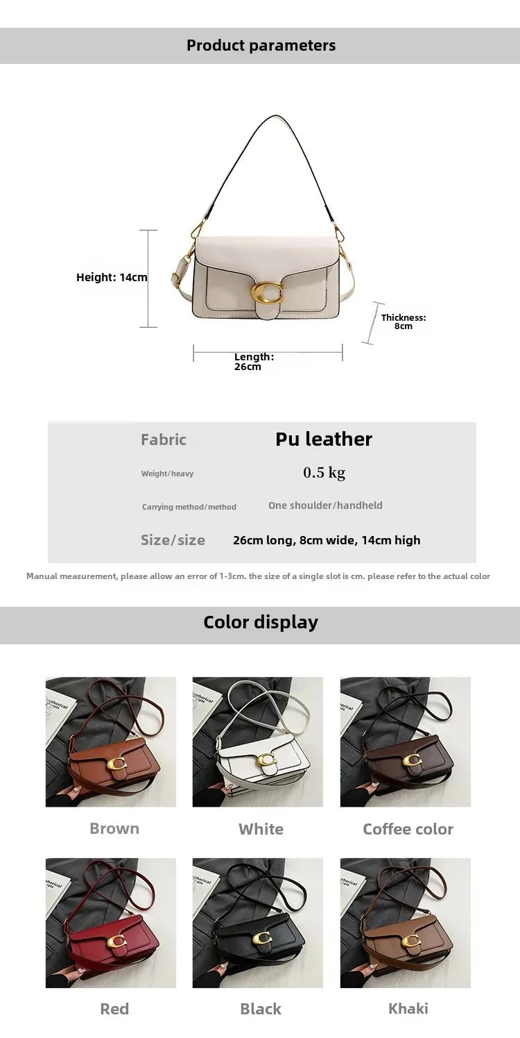 New Women's High-End Pure Color Simple Square Bag Multi-Layer Commuting Single Shoulder Bag Neutral Minimalist Style