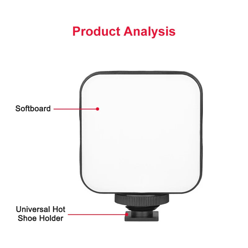 New Rechargeable 6500K LED Video Light Mini Camera Light Fill Lamp Portable Photography Lighting for Vlog Live Streaming DSLR