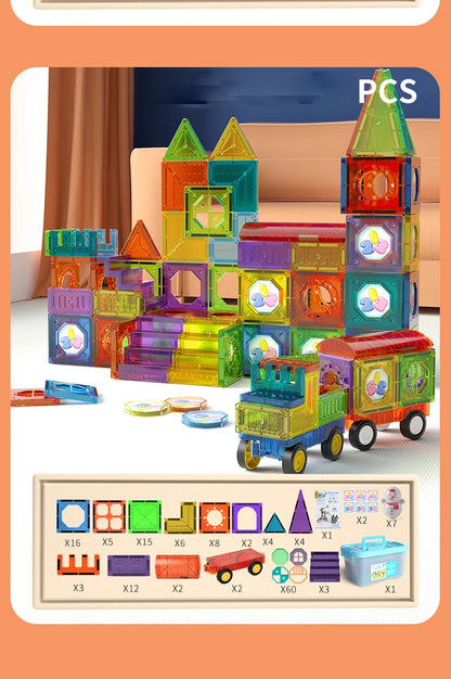 Magnetic Tile Marble Runway Toy Set STEM Educational Building Blocks for Boys and Girls Aged 3+, Great Birthday Gifts Christmas