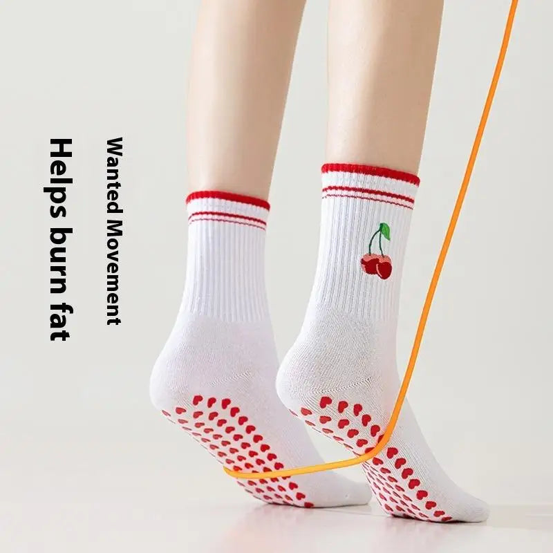 Cotton Breathable Mid-calf Yoga Socks Anti-slip Sports Socks Pilates Socks Dance Fitness Training Socks