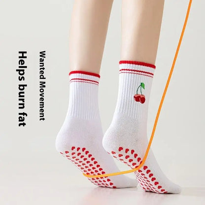 Cotton Breathable Mid-calf Yoga Socks Anti-slip Sports Socks Pilates Socks Dance Fitness Training Socks
