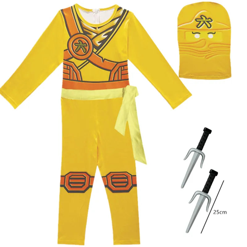 Child Ninjag Cosplay Costumes Boy Jumpsuits Suit Kids Halloween Christmas Party Clothes Ninja Superhero Streetwear Weapon Props
