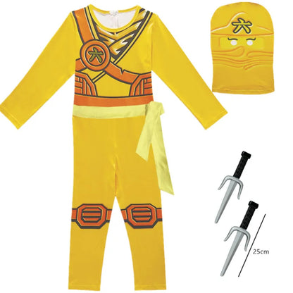 Child Ninjag Cosplay Costumes Boy Jumpsuits Suit Kids Halloween Christmas Party Clothes Ninja Superhero Streetwear Weapon Props