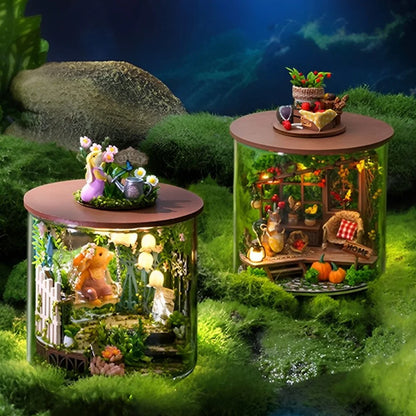 Dream Bottle Model Kit Wooden Mini Handmade Doll House Creative Miniature Room Models Toys Easter Gifts for Children