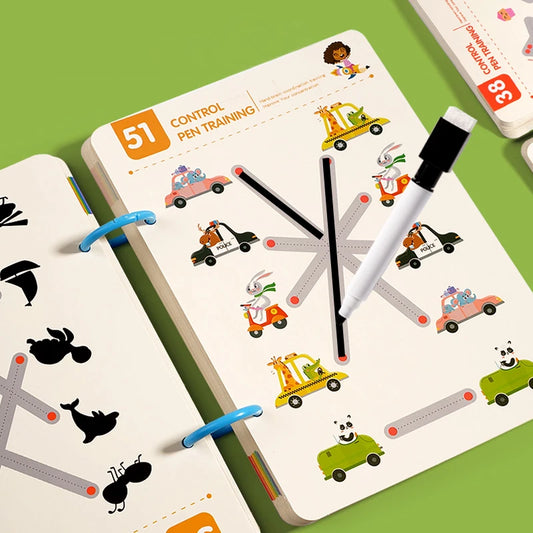 Montessori Writing Control Training Book Reusable Magical Tracing Workbook Practice Book Children Drawing Education Stationery