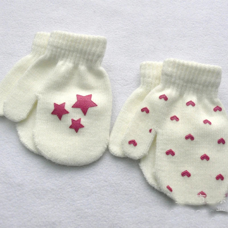 New 1-4Y Kids Gloves Winter Baby Plush Coral Gloves Toddler Full Fingers Cute Mittens Warm Windproof Glove For Boys Girls